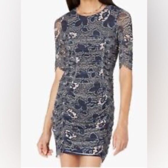 Ted Baker London Velvit Bodycon Dress 8 Floral Fitted Blue Cocktail Whimsigoth - Picture 1 of 14